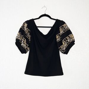 New Free People‎ Black Rock With It Off The Shoulder Top Size Small